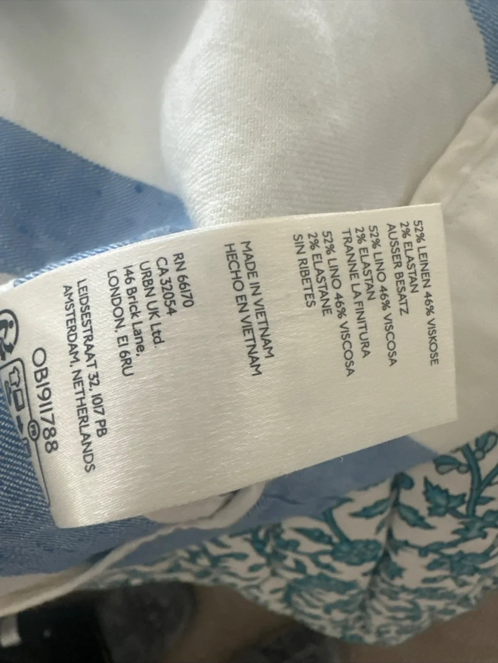 Anthropologie Colette Linen Maxi Skirt Stripes Patch Pockets Blue Slit Sz Medium - Picture 10 of 11